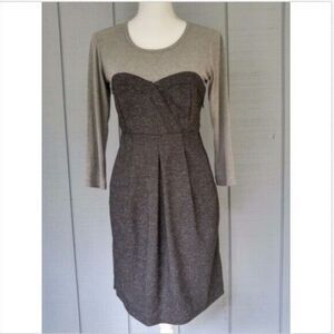 Chris McLaughlin Dress Womens 4 Gray Sweetheart Yoke Fitted Waist Lined